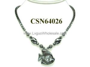 Hematite Goldfish Pendant Beads Stone Chain Choker Fashion Women Necklace